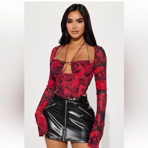 Mesh floral corset top